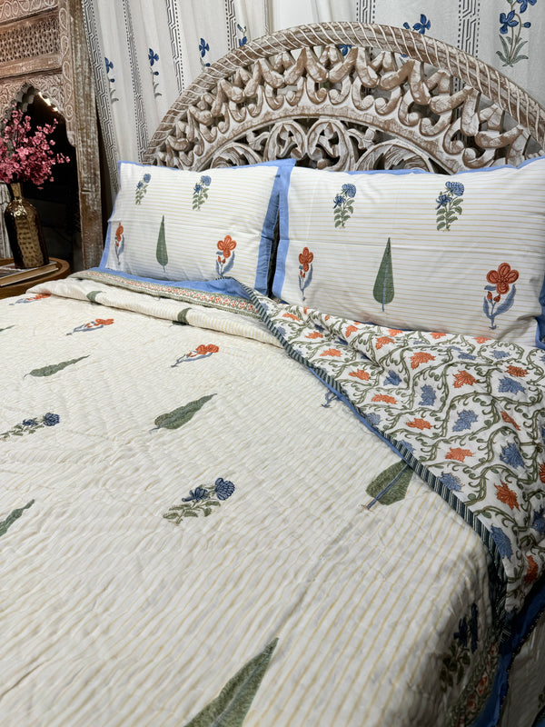 Hand Block Organic Mulmul Cotton Quilt | Quilt