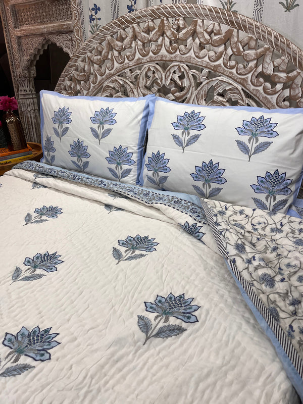 Hand Block Mulmul Cotton Quilt | Naira Quilt - The Decor Central