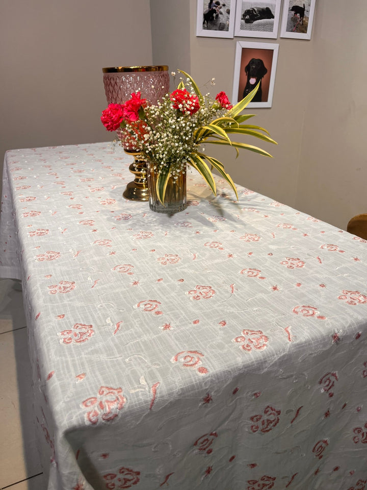 Rose Embroidered Table Cover - The Decor Central