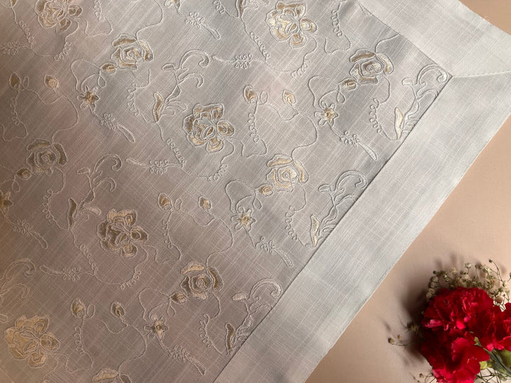 Rose Embroidered Table Cover - The Decor Central